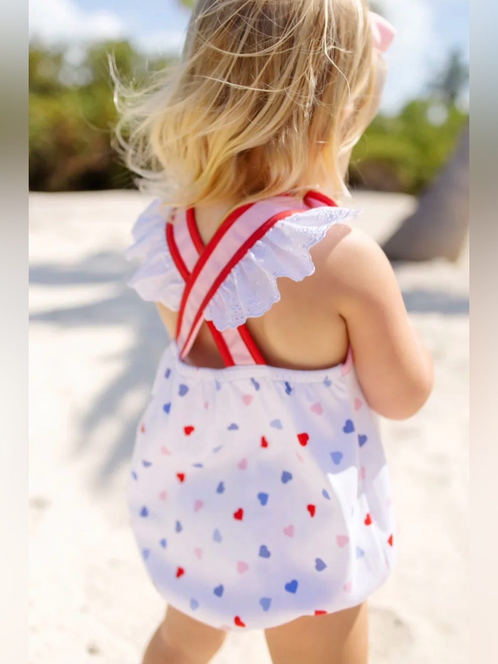 NEW The Beaufort Bonnet Company Saylor Sunsuit Happy Hearts Pink Red 3T Romper